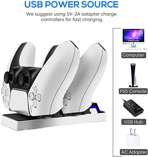 IJJ PS5 Denetleyici Şarj, şarj İstasyonu Dock için PS5 / Playstation 5 Denetleyici Çift USB Tip C ile LED Göstergesi