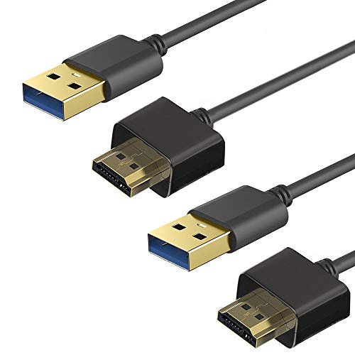 USB-HDMI Kablosu 2 paket, Wikero USB 2.0 Erkek-HDMI Erkek Şarj Kablosu Splitter Adaptörü-0.5 M