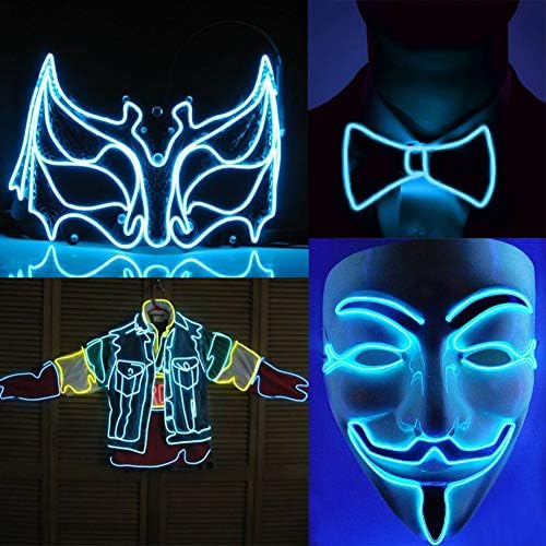 FAVOLCANO EL Tel 16.4 ft / 5 M Glow Neon ışıklar Kiti Taşınabilir Pil Kumandalı DIY Dekorasyon için (Mavi)