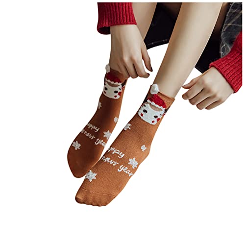 Helloby 4 Pairs Kadın Kış Çorap Kadın Çorap Sıcak Kalın Yumuşak Yün Çorap Noel Çorap Kadınlar için Rahat Ekip Çorap (Beyaz,