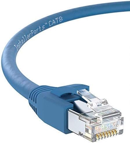 InstallerParts Ethernet Kablosu CAT8 Kablosu (10 Paket) 2 FT - Mavi - Profesyonel Seri - 40 Gigabit/Sn Ağ/Yönlendirici, Modem,Oyun