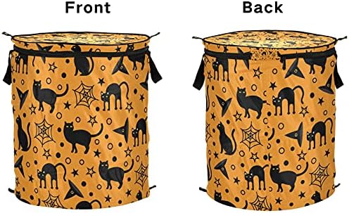 Cadı şapkası Siyah Kedi Cadılar Bayramı Pop Up Çamaşır Sepeti Kapaklı Katlanabilir Çamaşır Sepeti Saplı Katlanabilir Depolama