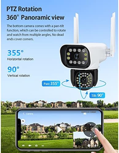 Çift Lens IP Kamera, açık PTZ Otomatik Takip Monitör 3MP Akıllı Renkli Gece Görüş Ev Güvenlik Video Gözetim, Wifi