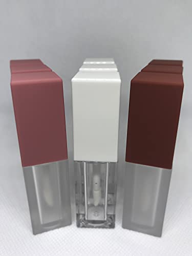 9 adet Boş Dudak Parlatıcısı Tüpler, Kauçuk Tıpalar ile Temizle ve Buzlu Kare Tasarım, 4 ML (Kırmızı, Pembe, Beyaz Combo) CosmoChest