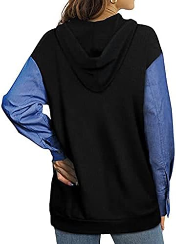 Bayan Kazaklar Hoodie Sweatshirt Casual Uzun Kollu Renk blok Tops Tunikler