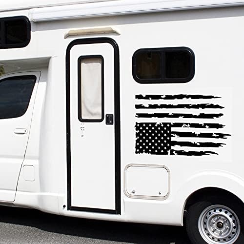 2 Parça Amerikan Bayrağı Kamyon Bagaj Kapağı Vinil Çıkartması Sıkıntılı Wrap Araba Tampon Çıkartmaları Grafik Kamyonlar için