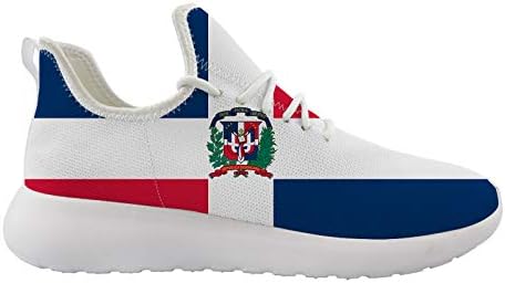Owaheson Dominika Bayrağı Unisex Yetişkin Spor Ayakkabı Tenis Nefes Koşu Hafif Ayakkabı Slip-on Sneaker