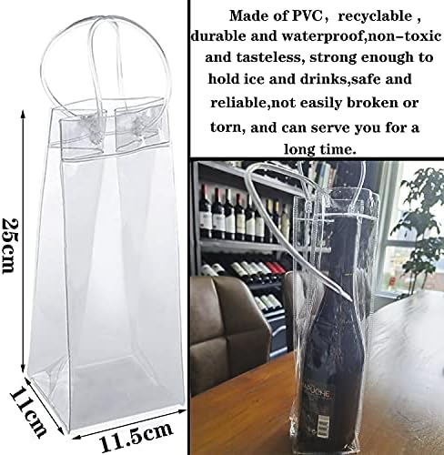 OBPSFY 10 Parça Buz Şarap Çanta, Temizle Taşınabilir Katlanabilir Şarap Soğutucu Çanta ile Kolu, PVC Şarap Kılıfı Çanta için
