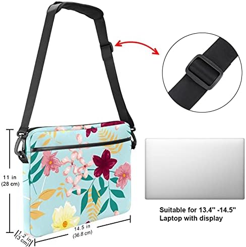 Tropikal Mavi Çiçek Çiçek laptop çantası Kadınlar için Messenger omuzdan askili çanta 14.5 İn Laptop taşıma çantası İş Evrak