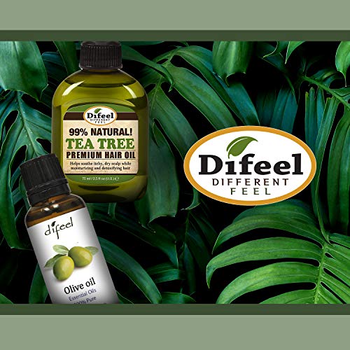 Difeel Premium %99 Zeytinyağı, A ve E Vitaminleri ile Tamamen Doğal Anti-Bukle Saç Yağı 2.5 ons (6 Paket)