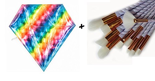 10 makyaj fırçası setleri Elmas Renkli Çanta Kozmetik Vakfı Karıştırma Allık makyaj Organizatör Fırça aracı