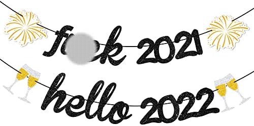 Elveda 2021 Merhaba 2022 Afiş Siyah Parıltı-DIY Gerekmez - 2022 Yeni Yıl Süslemeleri-2022 Yeni Yıl Arifesi Parti Malzemeleri-Mutlu