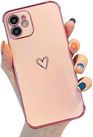 Fxlzcw Sevimli Altın Elektroliz Aşk Kalp Telefon Kılıfı iPhone 11 ile Uyumlu, Glitter Slim fit Yumuşak TPU Darbeye Dayanıklı