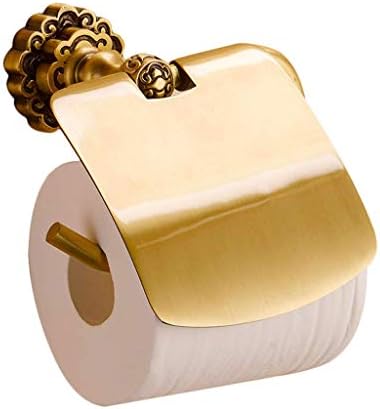 Kapaklı ECSWP Altın Pirinç Tuvalet Kağıdı Tutacağı, Banyo Doku Rulo Dispenseri, Duvara Montaj